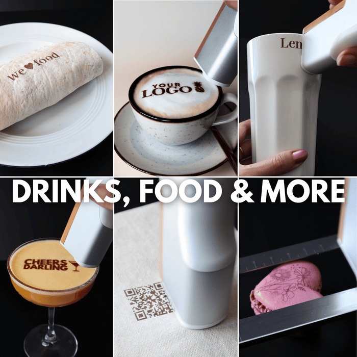 Cignature® mobiler Barista 2.0 Getränkedrucker - inklusive 1 Patrone und Zubehör (BLUETOOTH) Colorato-drinks