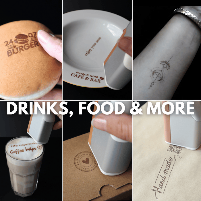 Cignature® mobiler Barista 2.0 Getränkedrucker - inklusive 1 Patrone und Zubehör (BLUETOOTH) Colorato-drinks
